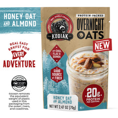 Kodiak Cakes close-up of oats, chia, flax, and quinoa highlighting hearty texture