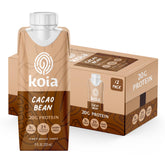 Koia cacao bean front packaging showing bottle and brand for convenient protein