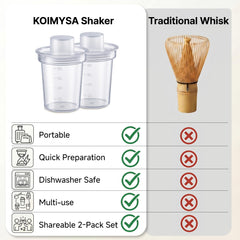 KOIMYSA mini shaker measurement markings for precise 20–80ml portion control