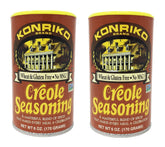Konriko Creole Seasoning front packaging showing label and two 6-ounce jars for pantry convenience