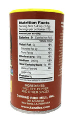 Konriko jar close-up displaying spice texture and brand label, emphasizes freshness