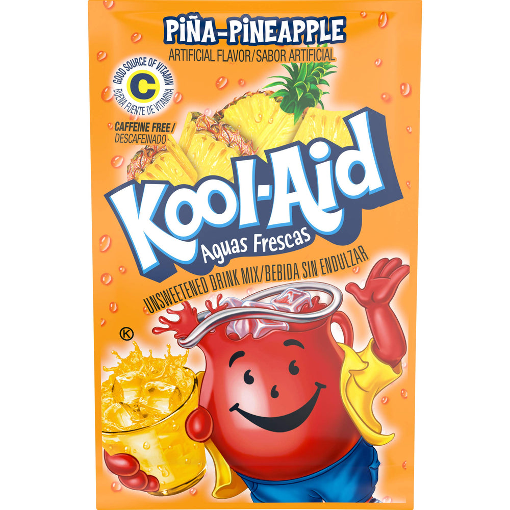 Kool-Aid packet front view showing pineapple branding and single-serve convenience