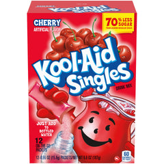 Kool-Aid front box showing 12 cherry single-serve packets and clear branding and count