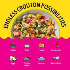 Kooshy Croutons open resealable bag detail demonstrating freshness and easy storage