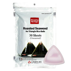 KOREAC front packaging showing 50 seaweed sheets and triangle mold, convenient kit