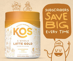 KOS prepared golden latte in mug demonstrating creamy, frothy result