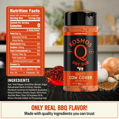 Kosmos Q shaker top detail with cap open, demonstrating controlled seasoning pour benefit