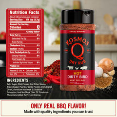 Kosmos Q label close-up highlighting ingredients and spicy appeal