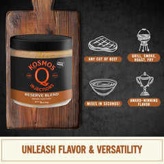Kosmos Q being injected into brisket with injector for deeper flavor benefit