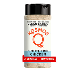 Grilled chicken seasoned with Kosmos Q showcasing a caramelized crust and enhanced taste
