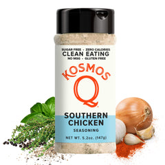 Kosmos Q front packaging showing 5.2 oz bottle and bold Southern branding for quick identification
