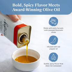 Kosterina olive oil pouring from tin into dish highlighting drip control