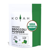 KOYAH pouch front view showing organic broccoli powder and benefits