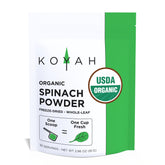 KOYAH front packaging showing organic freeze-dried spinach powder, clear benefit fresh color