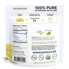 KOYAH powdered lemon measured on scoop showing one-scoop serving equivalence