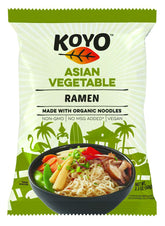 Koyo front packaging showing vegetable ramen cup and portability benefit