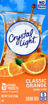 Kraft Crystal Light front box showing classic orange flavor and pack benefits