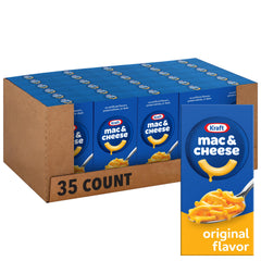 Kraft Mac & Cheese front of box showing Blue Box branding and contents benefit of easy meals