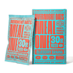 Kreatures of Habit front packaging showing blueberry banana flavor and benefits