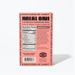 Kreatures of Habit open pouch with dry chocolate oat mix ready to portion