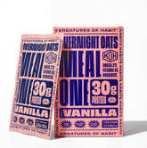 Kreatures of Habit front packaging showing vanilla 7-pack and convenient meal benefits