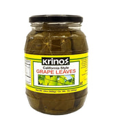 Krinos jar front packaging showing 2 lb grape leaves and brand clarity