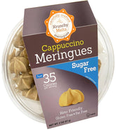 Krunchy Melts front packaging showing cappuccino flavor and travel convenience