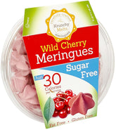 Krunchy Melts front packaging showing wild cherry meringues and benefits