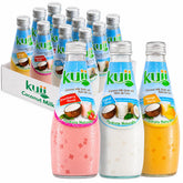 Kuii variety pack front view showing three flavors and glass bottles, great for sharing