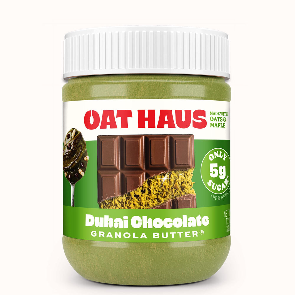 KWEEN Oat Haus jar front label showing chocolate granola butter, ideal for allergen-free families