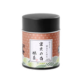 KYOHAYASHIYA front tin showing compact ceremonial matcha packaging and freshness