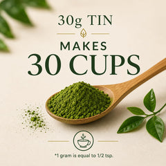 Kyoto Dew Matcha wooden scoop with powder illustrating easy portioning benefit