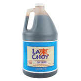 La Choy front label on 128-ounce bottle showing product identity and ease