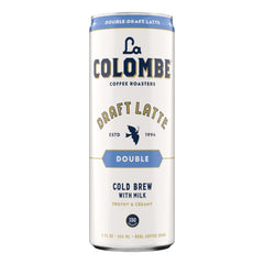 La Colombe front packaging four-pack showing cans and branding benefit: easy grab-and-go