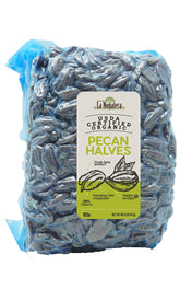 Grupo La Nogalera front package showing 5 lb vacuum-sealed pecans for long freshness