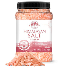 LA SALT CO jar front view showing 2.5 lb coarse pink salt and clear labeling for convenience
