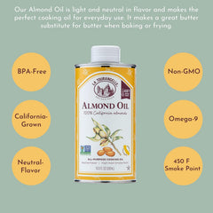La Tourangelle pouring almond oil close-up highlights smooth texture benefit