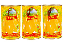 La Valle front can of peeled yellow plum tomatoes showing label and kosher mark for easy cooking
