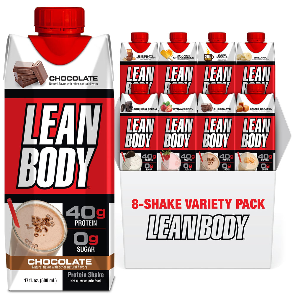 Labrada Lean Body front packaging showing variety pack and protein claim for convenience