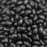 LAETAFOOD bag of black licorice jelly beans front view showing quantity and glossy finish