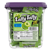 Laffy Taffy front packaging showing tub label and sour apple appeal