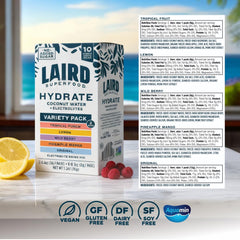 Laird Superfood single-serve stick packet close-up with clear branding