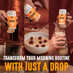 Lakanto caramel dropper bottle detail highlighting precise dispensing for controlled sweetness