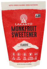 Lakanto front canister showing brand and convenient resealable lid benefit