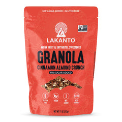 Lakanto front packaging showing cinnamon almond crunch and benefits