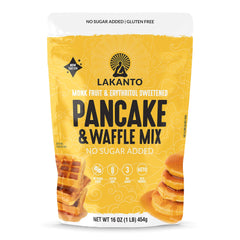 Lakanto front packaging showing pancake mix and branding benefits
