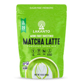 Lakanto front pouch displaying matcha latte branding and size for clear product recognition