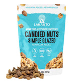 Lakanto front packaging showing simple glazed nuts and product benefit