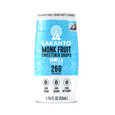 Lakanto bottle front packaging showing vanilla flavor and zero sugar benefit