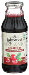 Lakewood bottle front showing organic cranberry concentrate, easy identification